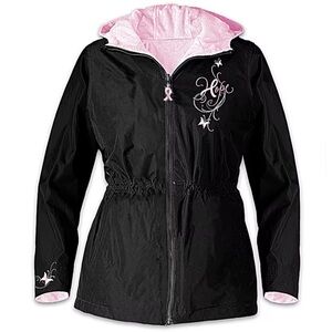 The Bradford Exchange Women’s Black ‘Hope’ Jacket Pink Accents Breast Cancer 1X
